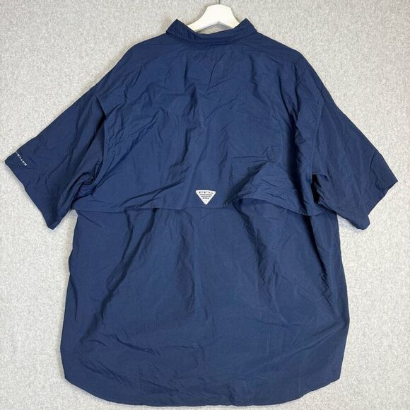 Columbia Men's Size 2XT Tall Blue Bahama Short Sleeve Button Down Shirt Top - Picture 6 of 7